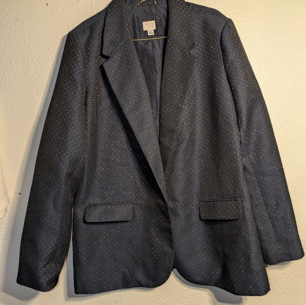 a New Day Size 14 Stylish Navy Blazer with Gold Dots - Picture 3 of 12